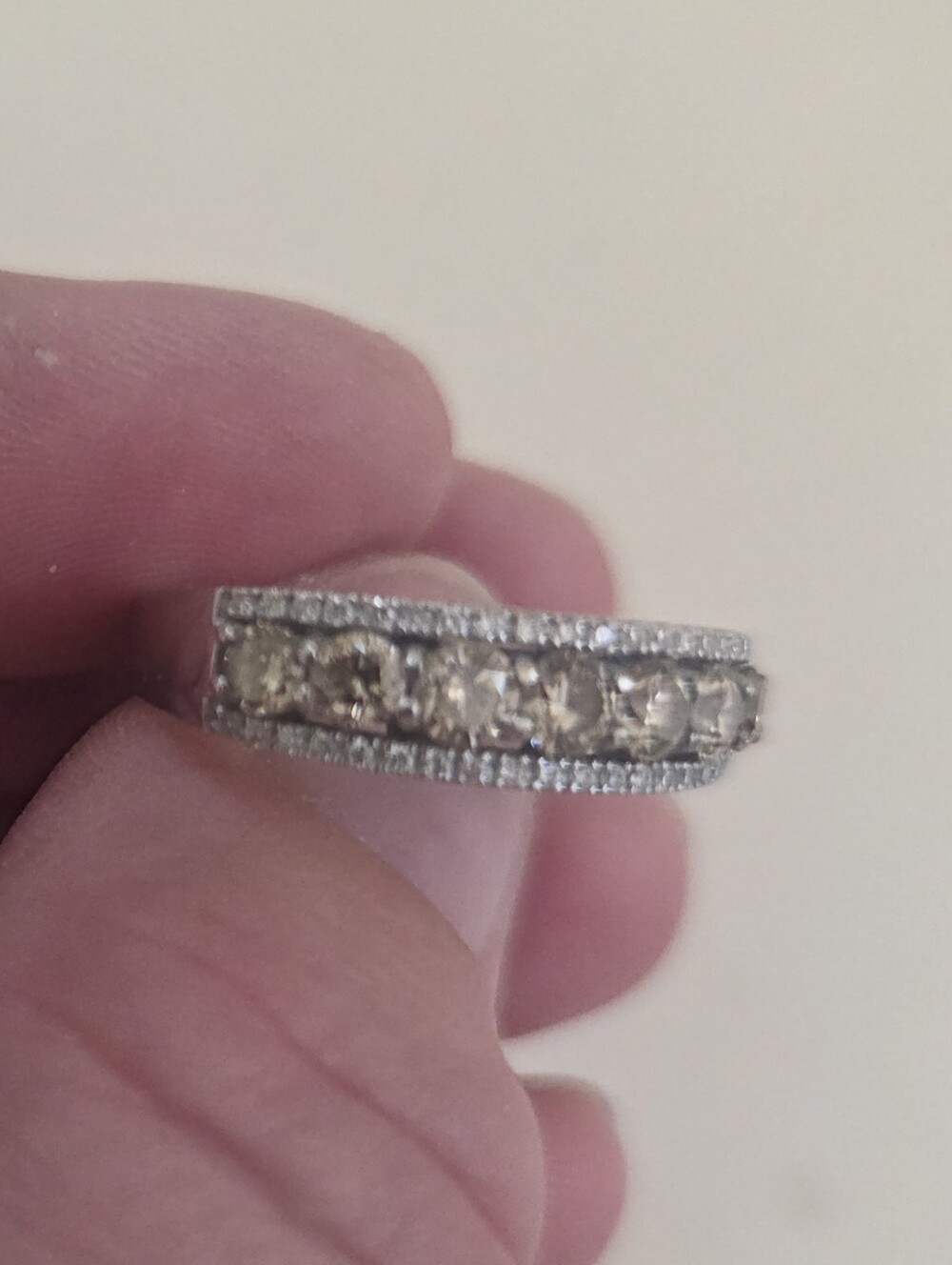 Levian 14 K White Gold Stunning Band Ring with chocolate Diamond Champagne Stone